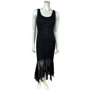 Joseph Ribkoff Sequin Vintage Black Glam Gown Size 8